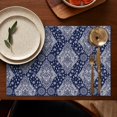 thumbnail image 4 of Classic Vintage Rustic Style Flax Placemats Set of 6, 12x18 Inch Boho Tribal Artistic Table Mats, Washable Earthy Ethnic Decor for Kitchen or Dining Room, 4 of 5