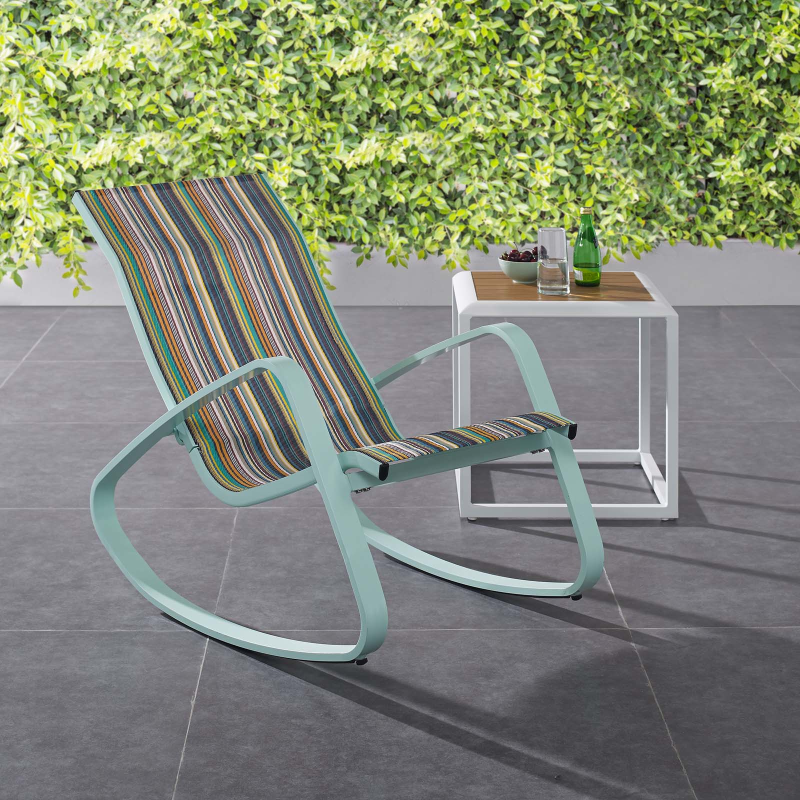 Modern Contemporary Urban Design Outdoor Patio Balcony Garden Furniture Locking Lounge Chair Armchair, Aluminum Metal Steel, Green - image 2 of 6