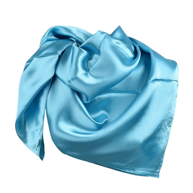 Opolski Women Headscarf Portable Popular Polyester Solid Color Satin Big Square Scarf for Daily Life