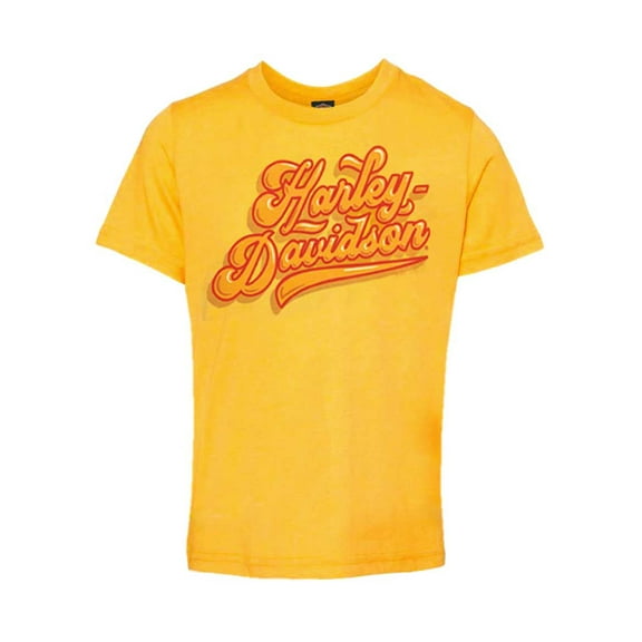 Harley-Davidson Girl's Bubble Short Sleeve Toddler Cotton Tee, Yellow (4T), Harley Davidson