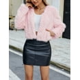 thumbnail image 3 of ieFashion Womens Faux Fur Cropped Coats Fuzzy Winter Jacket Long Sleeve Open Front Cardigan Top Fluffy Warm Outwear with Pockets,Pink，M, 3 of 6