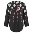 thumbnail image 5 of Pompotops Chemises à Manches Longues Imprimées d'Été pour Femmes Tunique Décontractée à Fermeture Éclair Blouse Roulable Col en V en Solde, 5 of 5