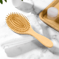 thumbnail image 6 of Natural Wooden Round Hair Brush - Wooden Cushion Massage Comb for Straight and Curly Hair, Promotes Scalp Blood Circulation,Pink Leopard Print, 6 of 7