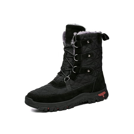 

Ymiytan Men Waterproof Boot Lightweight Winter Snow Boots Plush Lined Hiking Bootie Sports Work Booties Slip Resistant Insulated Warm Shoes Dark Black 5.5