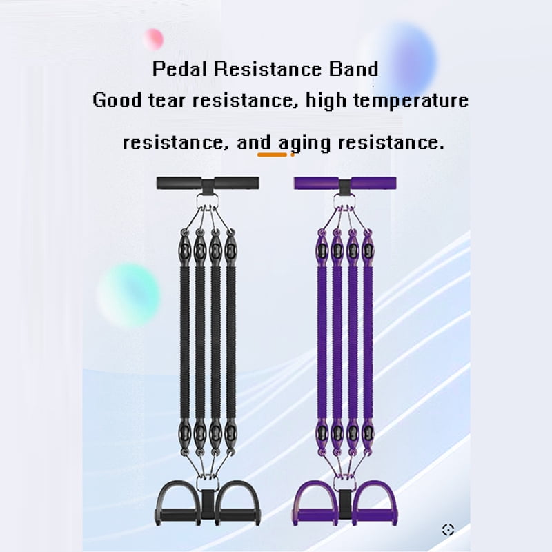 Upgrade Foot Pedal Resistance Band Adjustable 4-Tube Pedal Ankle Puller Resistance Band with Handle Multifunction Home Gym Equipment Stirrup Puller for Men Women for Full Body Exercise