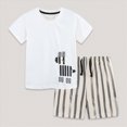 thumbnail image 2 of Baby Boy Clothes Summer Toddler Boys Cute Cartoons Printed Short Sleeve Cotton T-Shirt Elastic Waist Shorts Sets Kids Outfit Beach Clothes Beach Outfits Light Gray 6-7 Years, 2 of 8