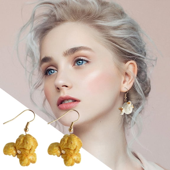 YYKihy Fun Food Popcorn Earrings Diy Earrings Jewelry Funny Personality Small Earrings Women Gift