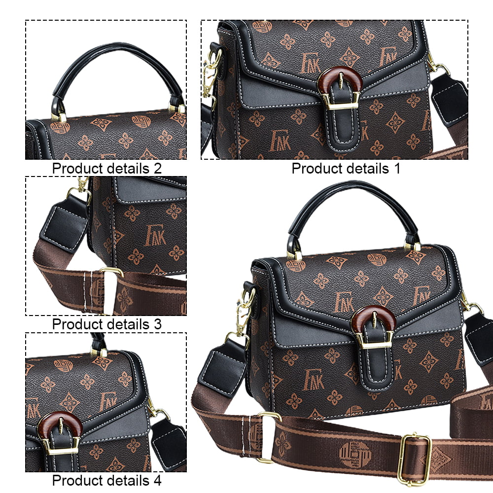 Crossbody Bag for women,Wide Strap Cell Phone Purse Shoulder Handbag  Wallet,Stamp black，G141466