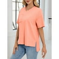 thumbnail image 5 of AherBiu Summer Tops for Women V Neck Short Sleeve Side Slit High Low Irregular Casual Loose Top Tees Tshirts, 5 of 8