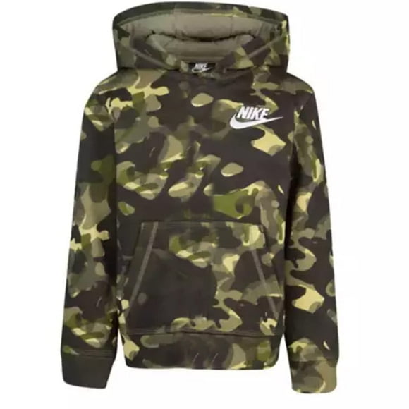 Nike Boys NSW Pull Over Hoodie Club Youth Kids (Olive Camo, 2T)
