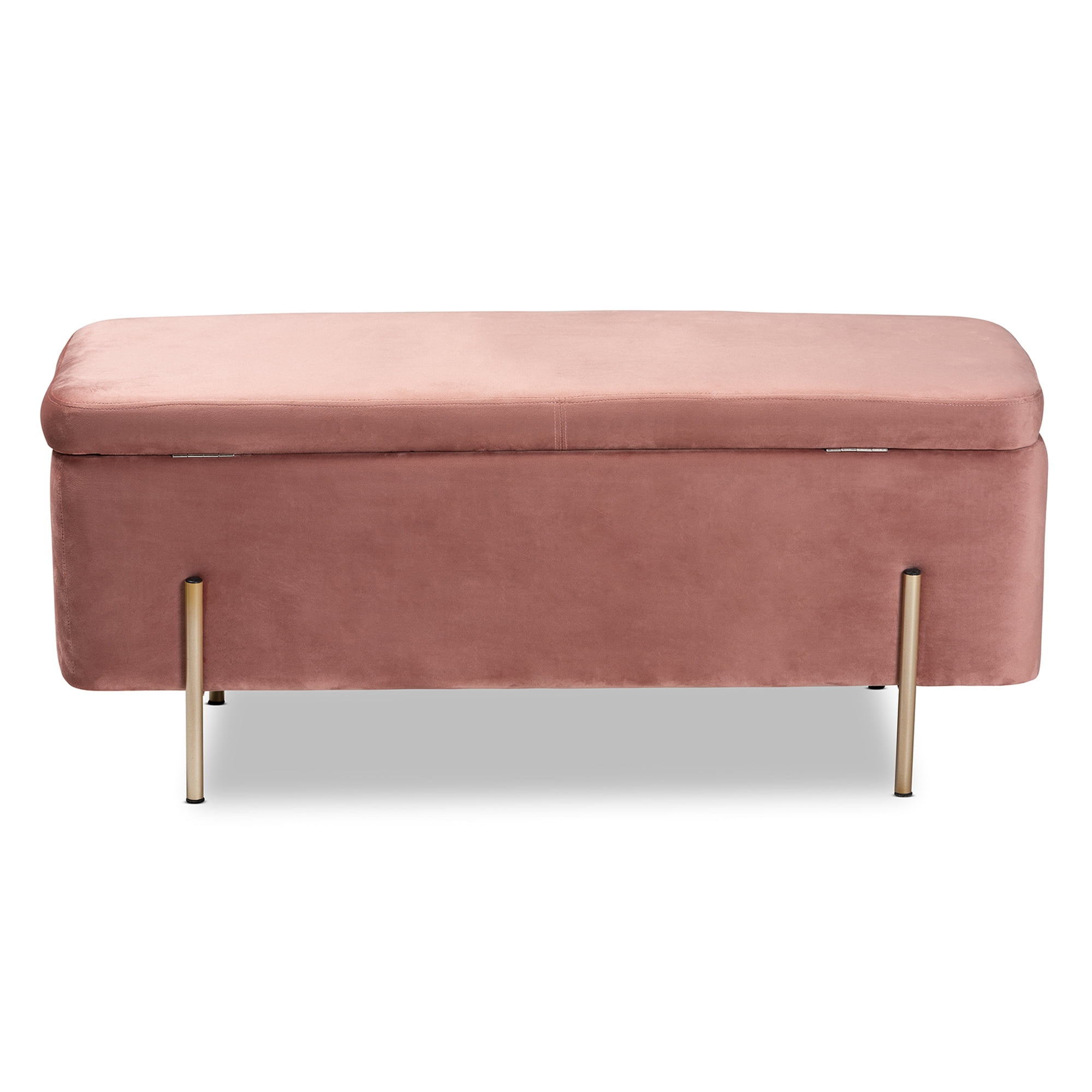 Baxton Studio Rockwell Upholstered & Storage Bench, Blush Pink