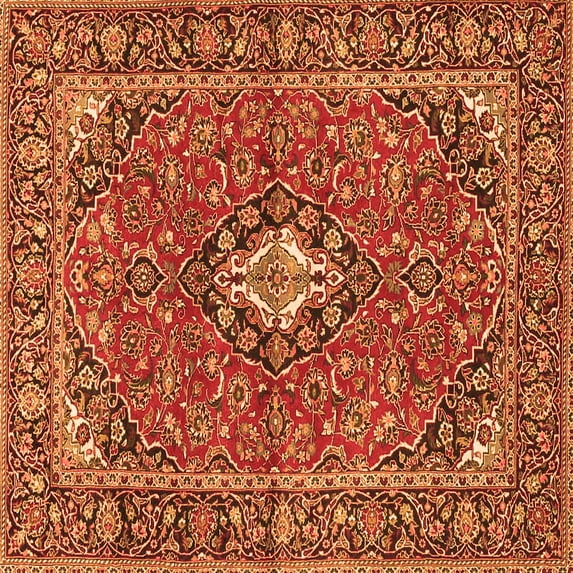 Ahgly Company Indoor Square Oriental Orange Traditional Area Rugs, 4' Square