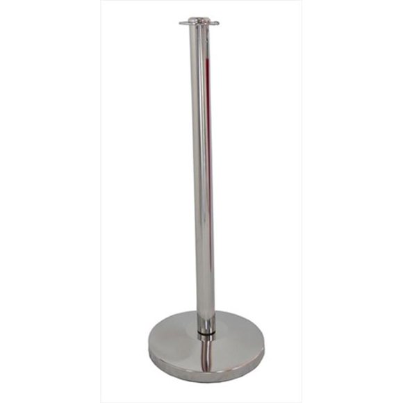 VIP Crowd Control 1612 12 in. Domed Base Economy Mirror Stainless Steel Post with Flat Post Ring