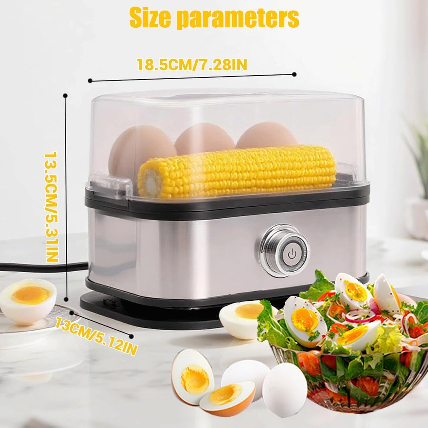 Sunny Side Up Egg Maker, The Sunny Side Master Egg Cooker 6 Egg Capacity, Stainless Steel Eggsteamer for Hard Boiled Eggs, Soft, Medium with Auto Shut-Off, Bpa Free