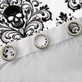 thumbnail image 4 of Homewish Goth Halloween Skull Kitchen Curtains,Victorian Damask Black Out Curtains Pack of 2 (42x63 Each),Black White, 4 of 6