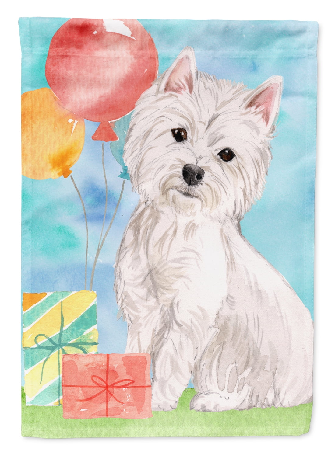 Happy Birthday Westie Garden Flag