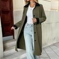 thumbnail image 4 of WRKEKC Denim Jackets for Women Color Block Loose Trench Coat Button Pocket Long Sleeve Hoodless Casual Outerwear Jacket, 4 of 9