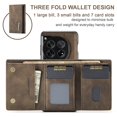 thumbnail image 3 of Compatible with OnePlus 12 Removable 2 in 1 Wallet Case,Retro Premium PU Leather Cell Phone Back Cover Magnetic Detachable with Trifold Wallet Credit Card Cash Holder Kickstand Case,Coffee, 3 of 9