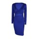 thumbnail image 4 of Gibobby Vestidos para Mujer Casuales Vestido de color sólido con cuello en V y cintura ajustada sexy de manga larga para mujer(Azul,CH), 4 of 4