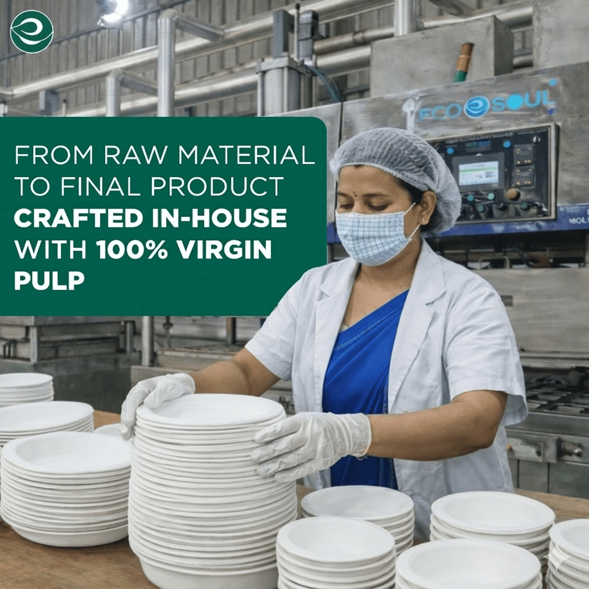EcoSoul Compostable Dinnerware Set for 40 Guests, with Sugarcane Bagasse Plates, Bowls, Cups, Cutlery, Napkins and Compost Waste Bags - 335 Count