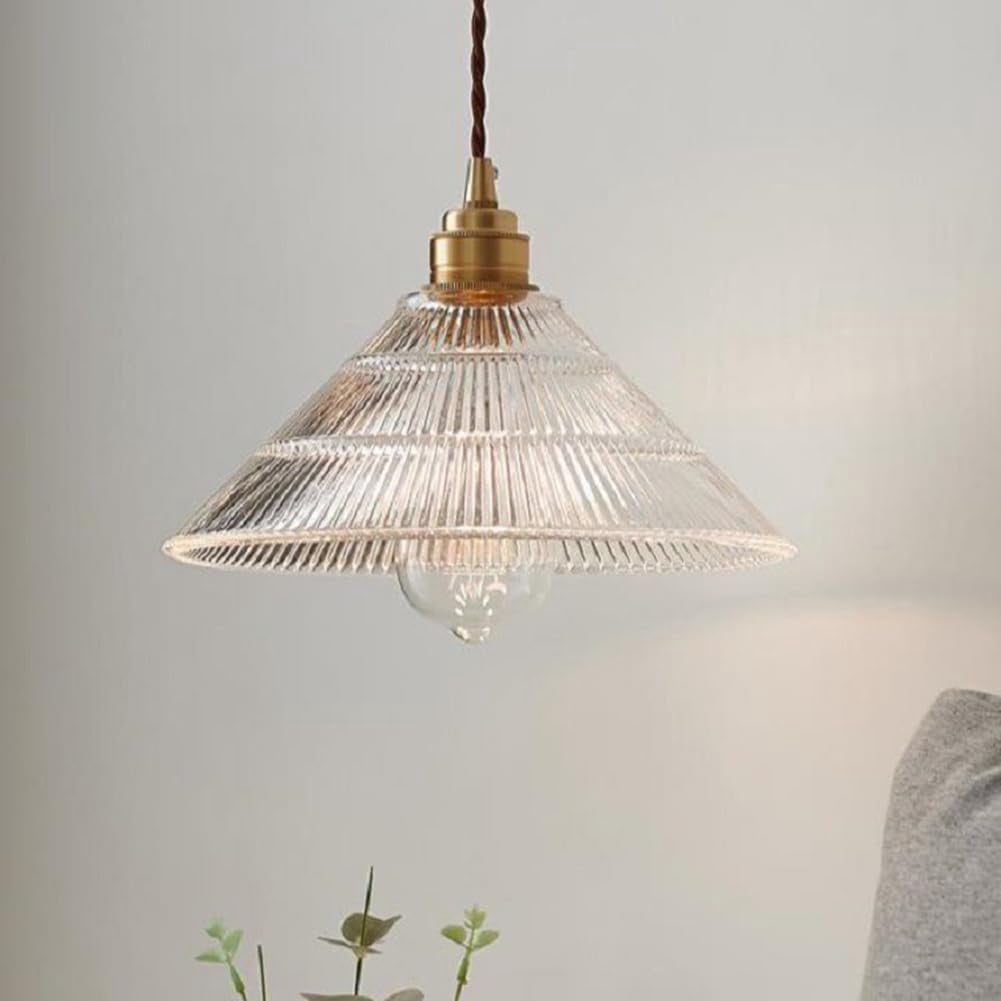 Japanese Style Clear Glass Pendant Light for Kitchen Sink, Modern Farmhouse Pendant Lamp, Retro Rustic American Pendant Lighting, Simple Pendant Light Fixture for Over Table Dining Room