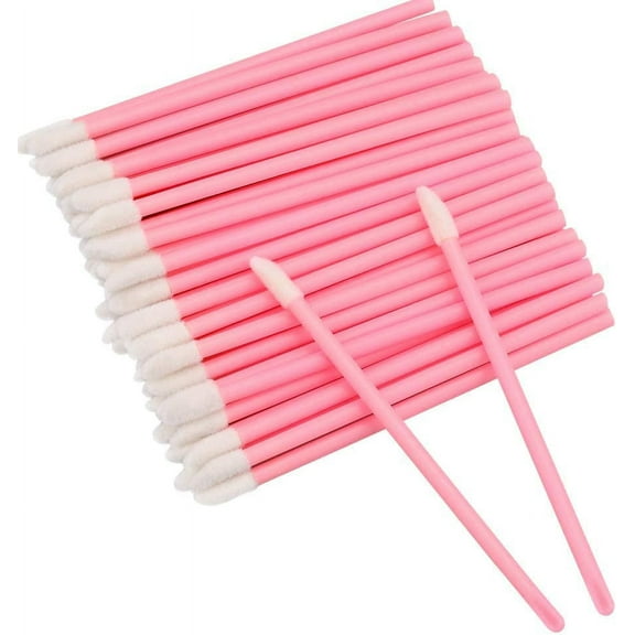 Disposable Lip Brushes, Pack of 50 Lip Gloss Lipstick Brush Disposable Lip Applicator (Pink)