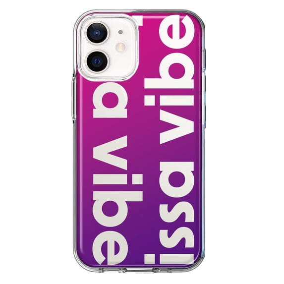 MUNDAZE Apple iPhone 12 Mini Shockproof Clear Hybrid Protective Phone Case Purple Clear Funny Text Quote Issa Vibe Cover