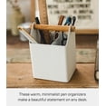 thumbnail image 3 of Yamazaki Home Pen + Desk Organizer - Two Sizes, White, Steel + Wood, Pens, Handles, No Assembly, 3 of 6
