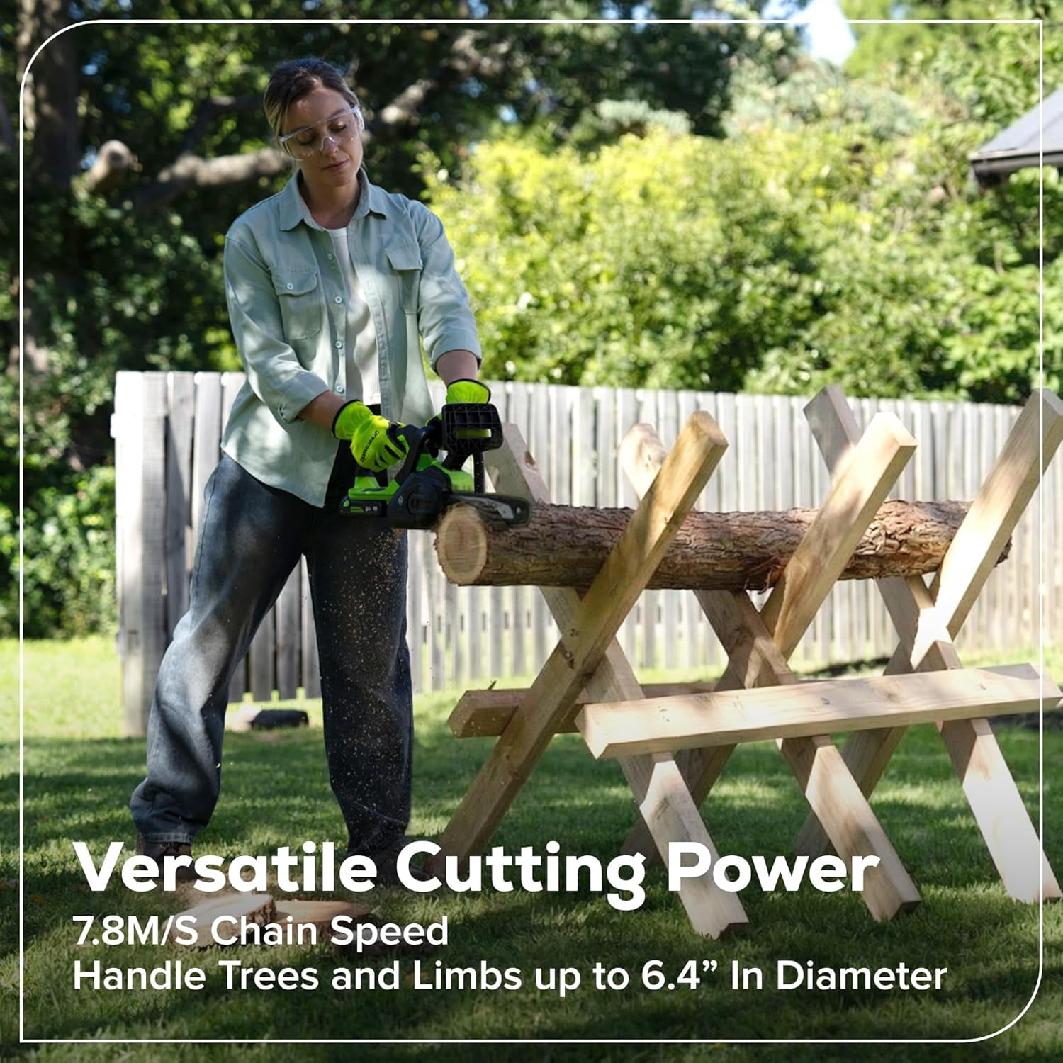 Greenworks 24V 10'' Brushless Chainsaw, 2.0Ah Battery and 30W Type-C Charger