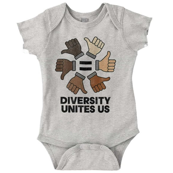 Diversity Unites Us Social Justice Romper Boys or Girls Infant Baby Brisco Brands NB