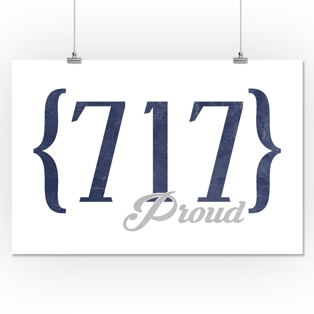 Lancaster, Pennsylvania 717 Area Code (Blue) Lantern Press Artwork