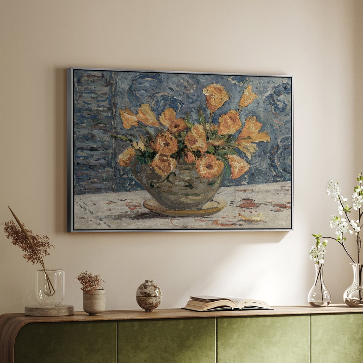 Vintage Botanical Print-LXXXI By Wexford Home Framed in Silver Wood Gallery Wrapped Canvas 17 in. x 25 in.