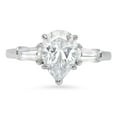 thumbnail image 1 of 2.3 ct Pear Cut Real Genuine Natural Diamond SI1-SI2 J-K 18K White Gold Three-Stone Promise Wedding Statement Engagement Designer Ring W/ Crystal side stones size 6.5, 1 of 7