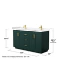 thumbnail image 5 of Wyndham Collection Miranda 60" Marble&Wood Double Bathroom Vanity in Green/Gold, 5 of 6