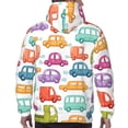 thumbnail image 7 of Fotbe Men's Hoodie with Doodle Cars Pattern - Kangaroo Pocket Pullover Hooded Sweatshirt, Perfect for Daily Wear, Travel, and Home-Large, 7 of 7
