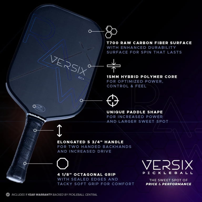 Raw Carbon Fiber Pickleball Paddle - T700, 16mm Honeycomb Core, 7.94oz, For All Skill Levels 1 thumbnail image