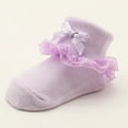 thumbnail image 2 of 1PC Infant Newborn Toddler Baby Girls Sock， Children Princess Bowknot Lace Flowers Short Socks Cotton Ruffle Frilly Trim Ankle Socks, 2 of 5