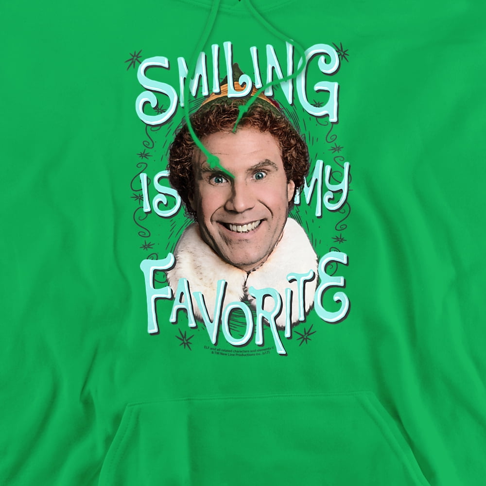 Elf Smiling Adult Pull-Over Hoodie, Kelly Green, Medium