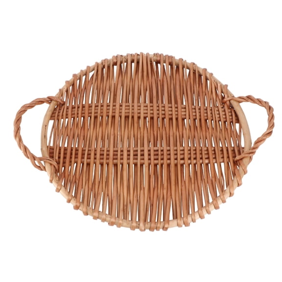 HONMEET 1Pc Round Brown Willow Food Storage Tray for Home Tableware and Snacks