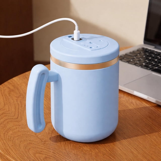 Taza de café con agitador automático, taza mezcladora eléctrica, mezcladora eléctrica con agitador automático para té, café, oficina, dormitorio y Azul