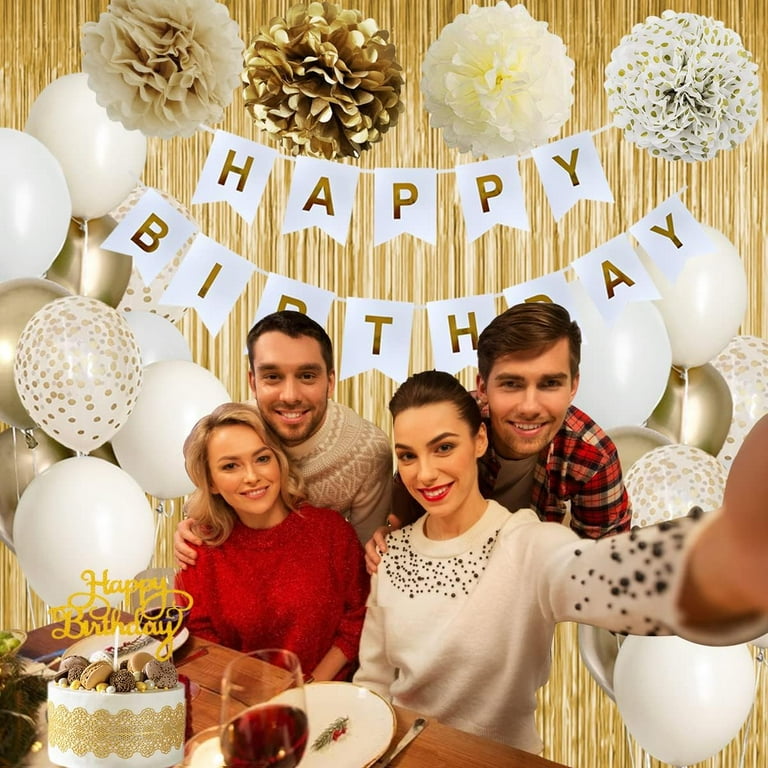 Decoratie voor verjaardag, decoratie, beige, wit, goud Decoratie voor verjaardag, decoratie, beige, wit, goud