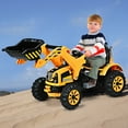thumbnail image 2 of Costway 12V Battery Powered Kids Ride On Excavator Truck w/ Front Loader Digger Yellow, 2 of 11