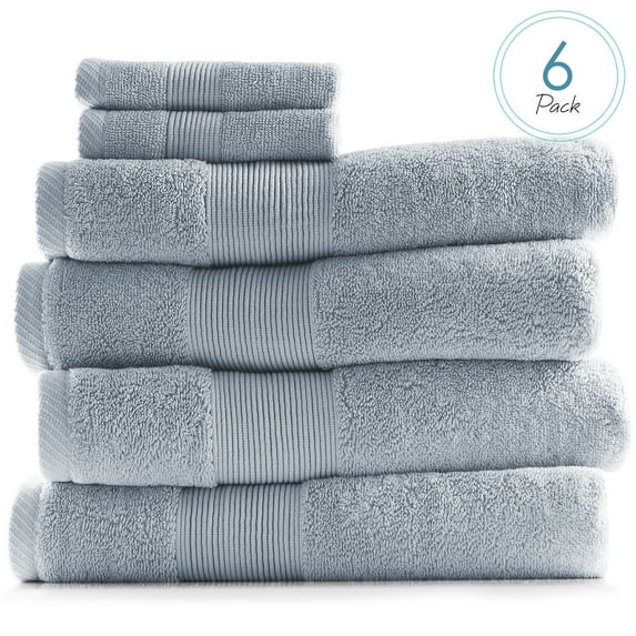 Hearth & Harbor Bath Towel Collection, 100% Cotton Luxury Soft Set of 4 Bath Towels & 2 Wash Cloths – Ice Blue