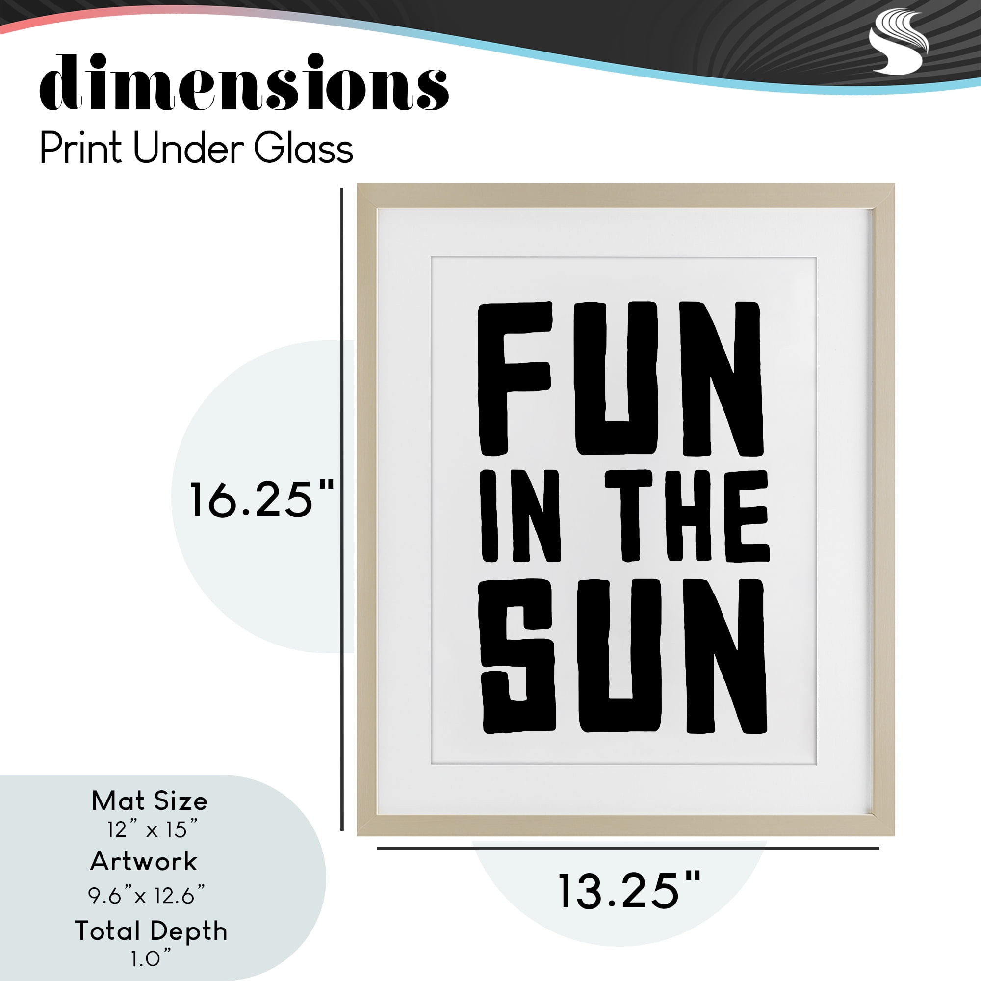 Fun In Sun Simple Sentiment Birch Framed Print Under Glass, design by Lettered and Lined