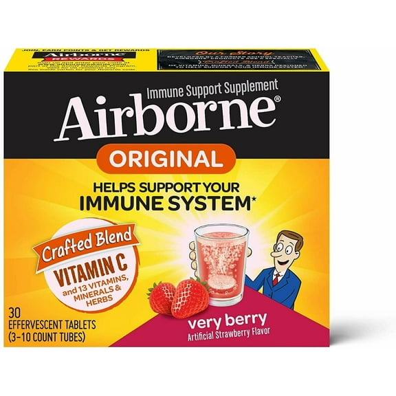 Airborne Immune Support Effervescent Blast Vitamin C Very Berry, 3-pack