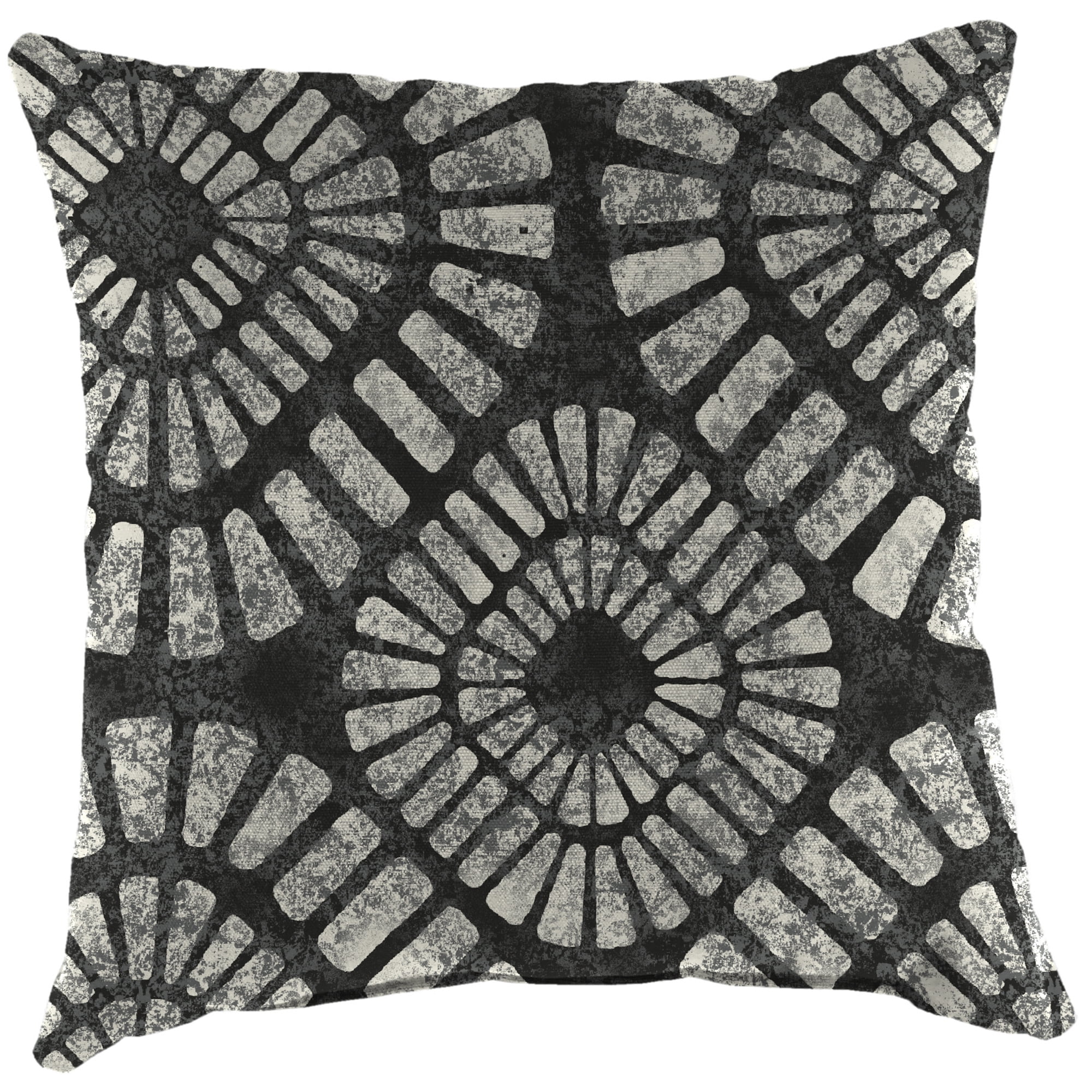 Jordan Manufacturing 22" x 22" Maloa Asphalt Black Ikat Square Outdoor Throw Pillow (2 Pack)