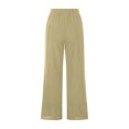 thumbnail image 6 of Cotton Linen Pants for Women Elastic Wasit Wide Leg Palazzo Lounge Pants Summer Casual Loose Trousers with Pockets, 6 of 9