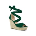 thumbnail image 1 of BLISSFUL STEP Chaussures pour Femmes Espadrilles à Lacets Sandales Compensées à Plateforme Vert 8,5, 1 of 7