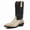 Black, variant on Men's Western Cowboy Boots - Retro Embroidery Mid Calf Pull-On Boots with Snakeskin Pattern, Round Toe, Chunky Heel, Slip Resistant, (Brown & Black Options)