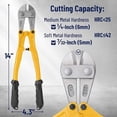 thumbnail image 3 of Bates- Bolt Cutter, 14", Yellow, Chain Lock Cutter Heavy Duty, Bolt Cutters Heavy Duty for Locks, Screw Cutter, Chain Link Fence Cutter, Bolt and Wire Cutter, Chain Lock Cutters, Bolt Cutter Tool, 3 of 5